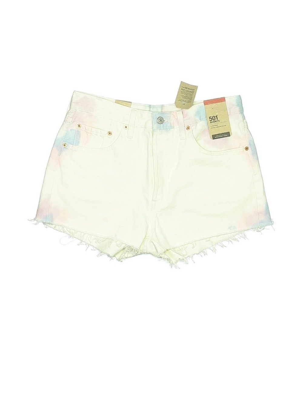 NWT Levi’s 501 High Rise White Denim Shorts Frayed Hem Size 31